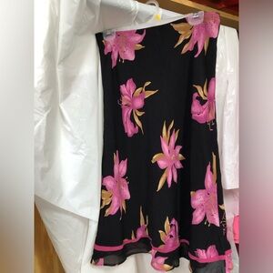 Chic Black Skirt with Pink Floral Design